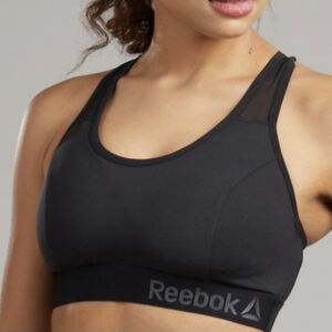 Reebok Razorback Sportsbra Black Removable Cups 26" Bust Athlete Yoga Athleisure